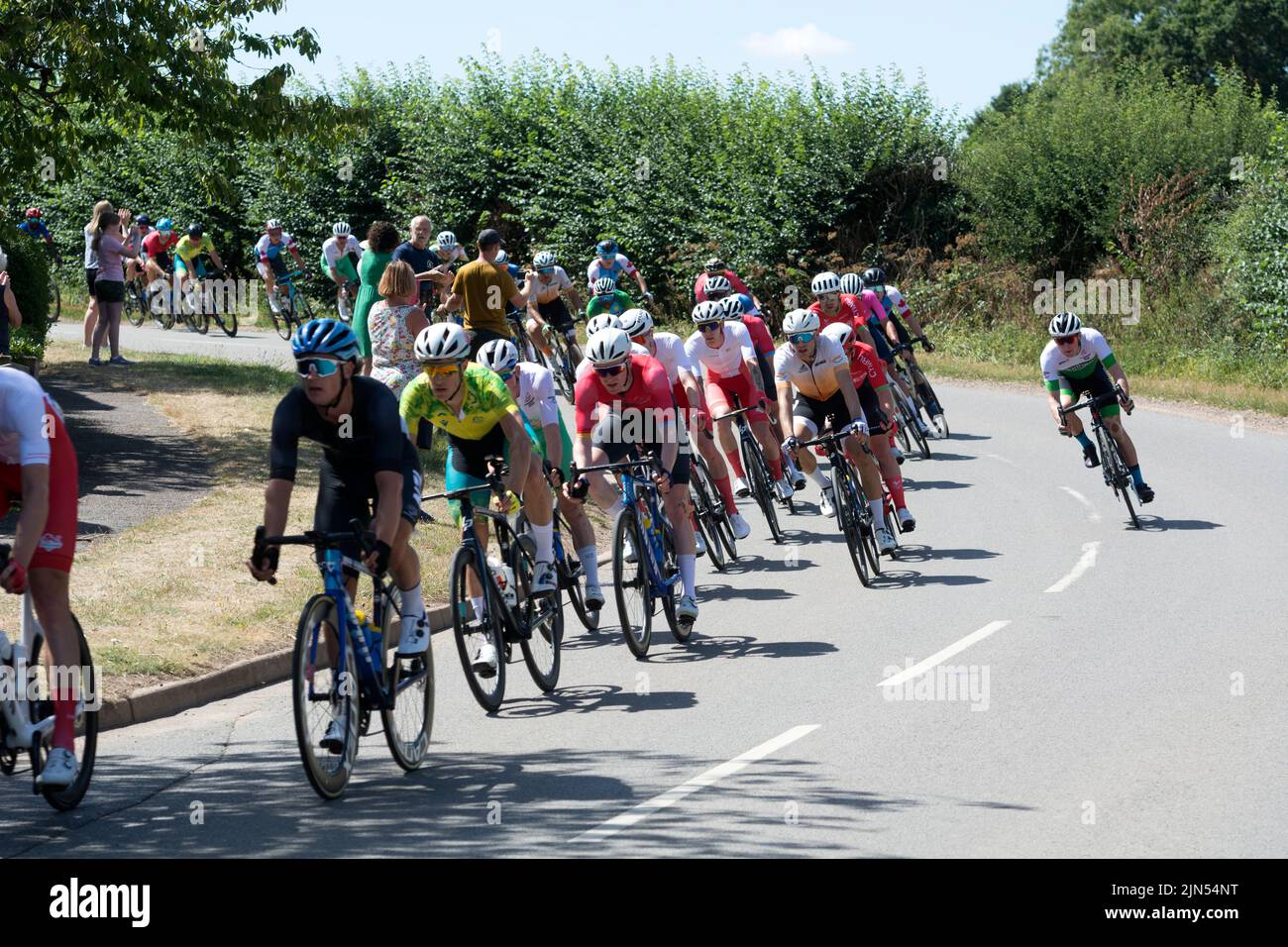 The 2022 Commonwealth Games men`s cycling road race, Hampton Magna village, Warwickshire, UK Stock Photo